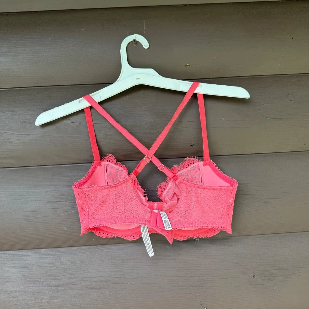 Victoria's Secret Bra Womens 34DD Pink Lace Dream Angels Unlined Balconette